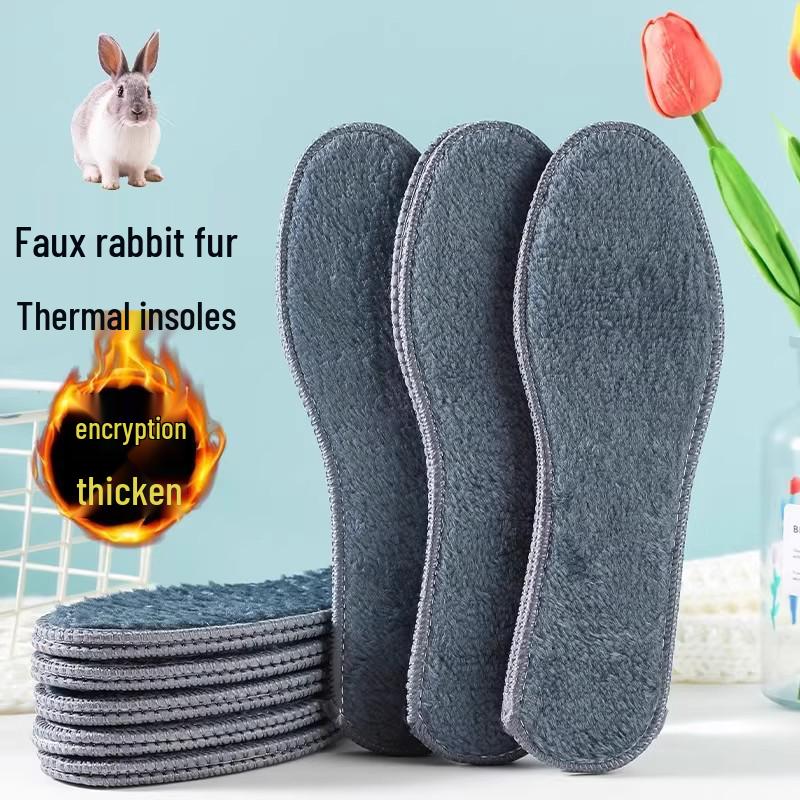 Unisex Fleece-Lined Warm Insoles: Thick Imitation Wool, Soft Sole, Comfortable, Deodorizing, Sweat-Absorbent, Breathable Plush Shoe Pads.
