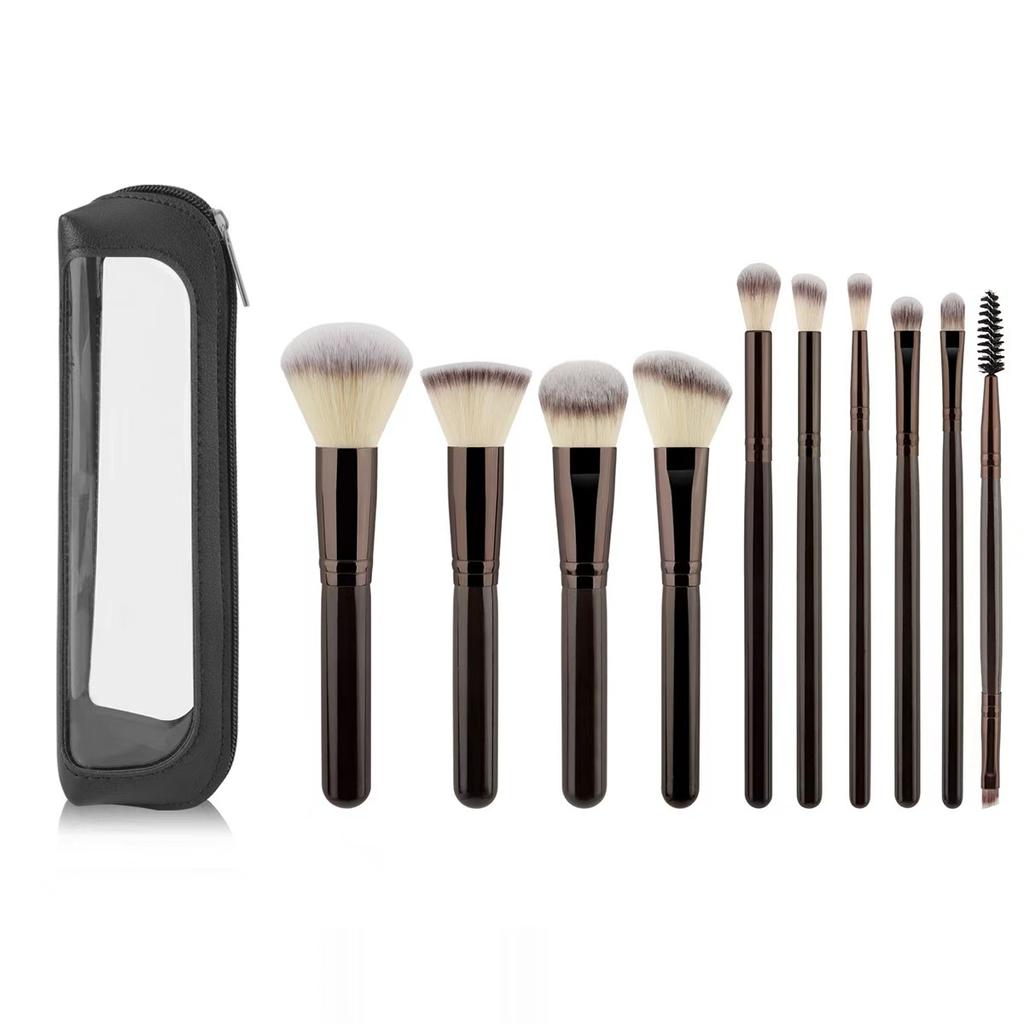 10 Makeup Brush Set Loose Powder Brush Flame Brush Grooming Brush Flat Head Foundation Brush Eye Brush Makeup
