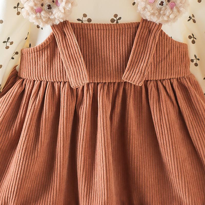 Vestido de primavera y otoño para niñas 2024 Otoño Nuevo vestido de princesa de dos piezas falso coreano para bebé femenino