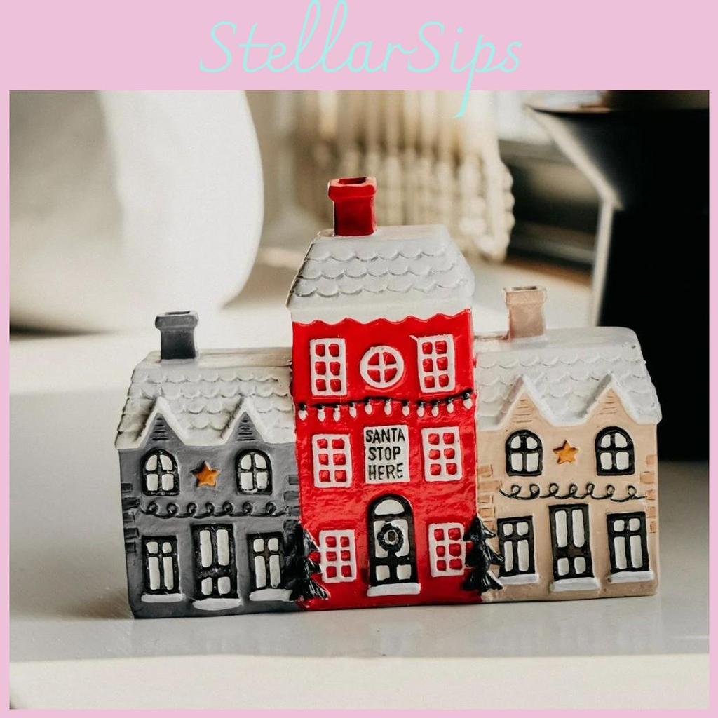Charming Resin Village Incense Cone Holder Unique Decorative Piece For Holiday Decor