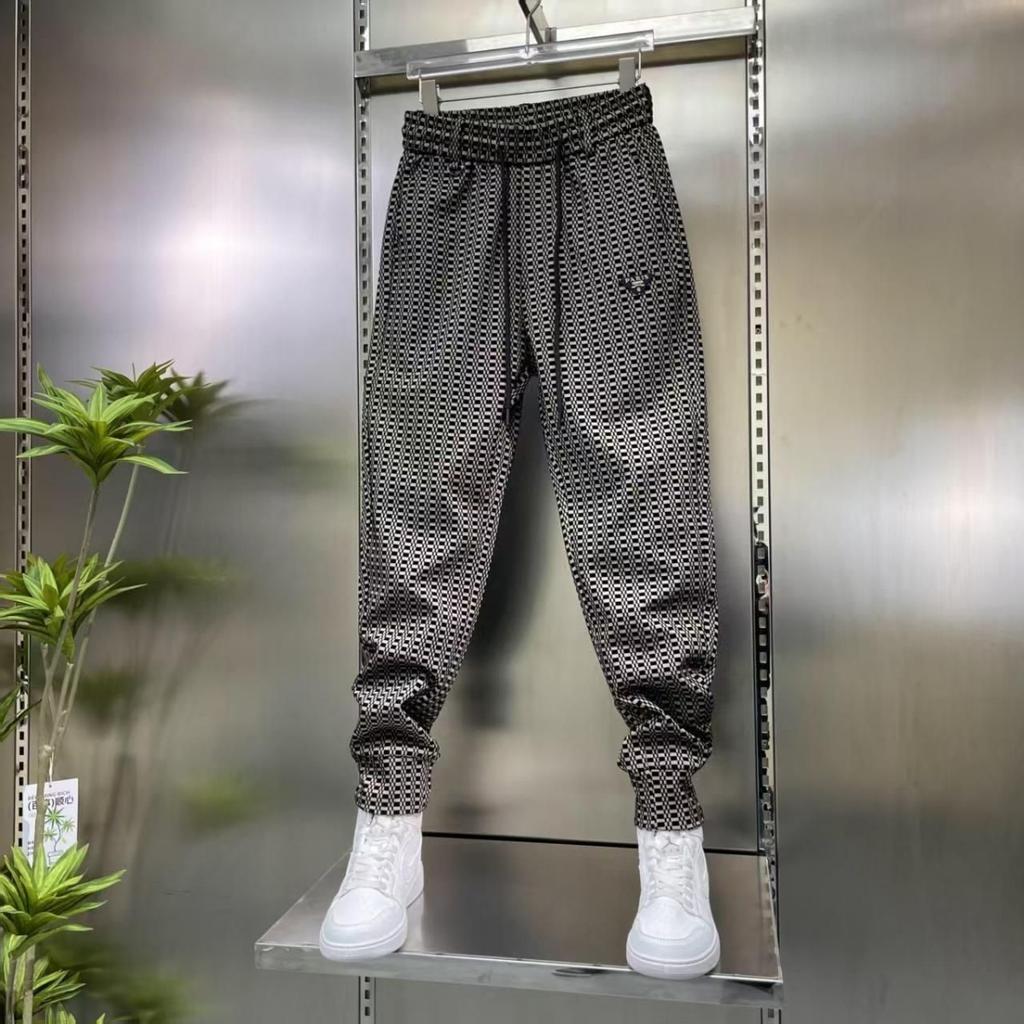 Spring and Summer Men's Flocking Sports Simple Fashion Versatile Outdoor Trend Loose Tied Feet Elastic Casual Pants Tide