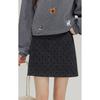 Plus Size Grey Polka Dot Woolen A-Line High Waist Slimming Half Skirt Pants for Women (Petite) - Spring/Autumn.