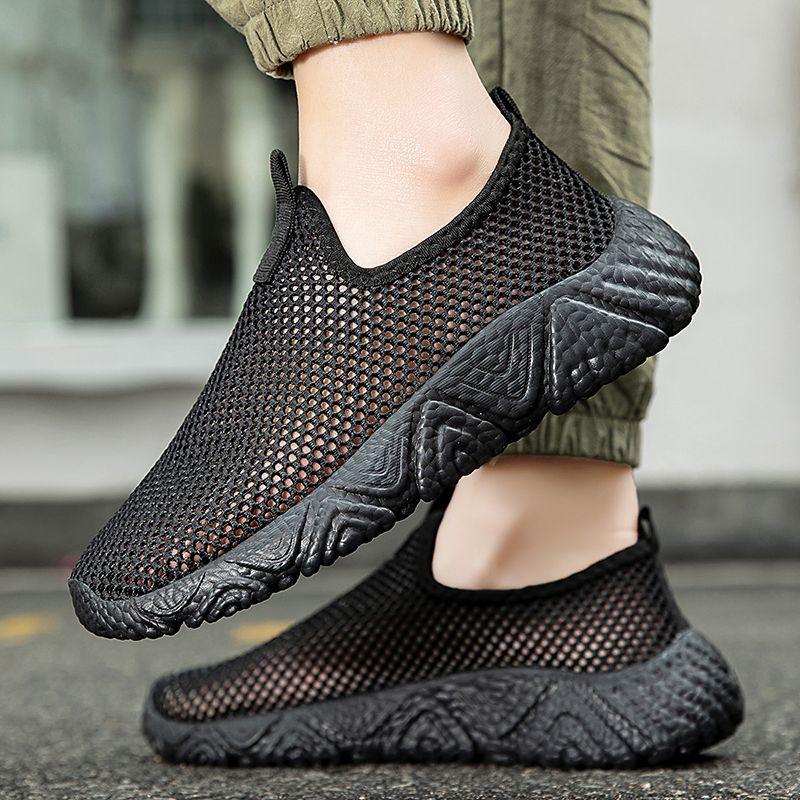 Mesh Upper Hollow Breathable Thick Platform Slip-on Sports Shoes for Men Original Deals Gym Cheap Liquidation Man Casual Sneaker