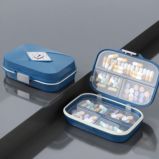 Pillendose mit 7 Fächern Doppelstöckiges Design Feuchtigkeitsdichter Verschluss Und Schiebender Zeitmarkierer Organizer für Reisen