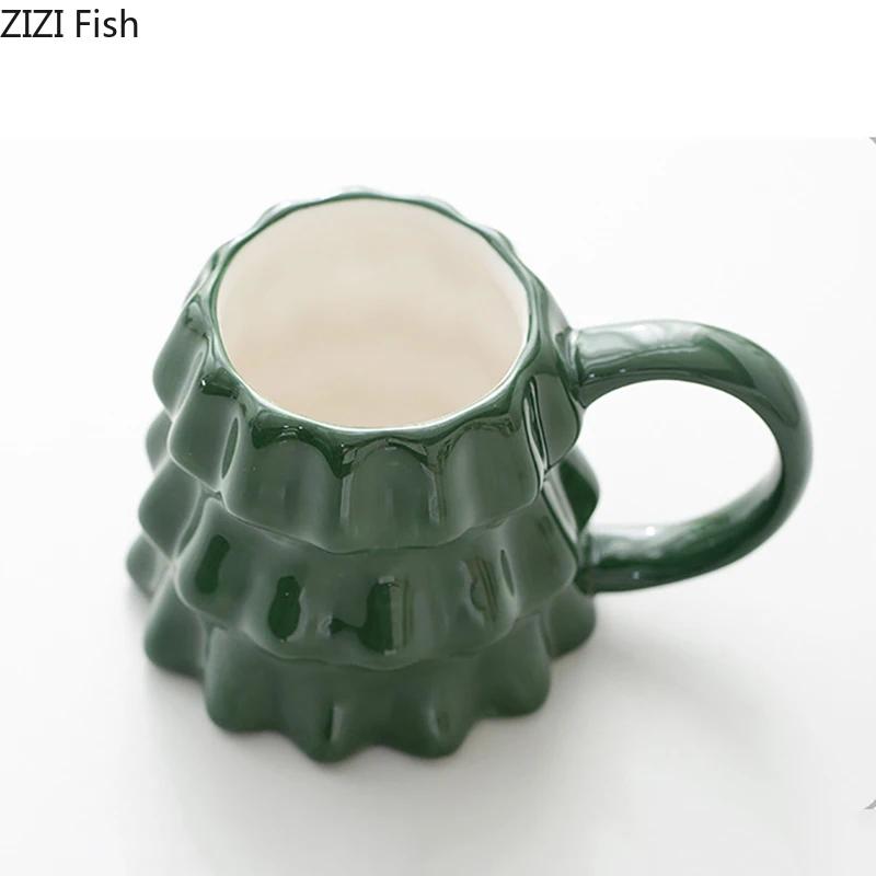 Christmas Tree Porcelain Mugs Water Cup Xmas Tableware 230ml Coffee Mug Dining Table Afternoon Tea Teacup Fruits Juice Cup