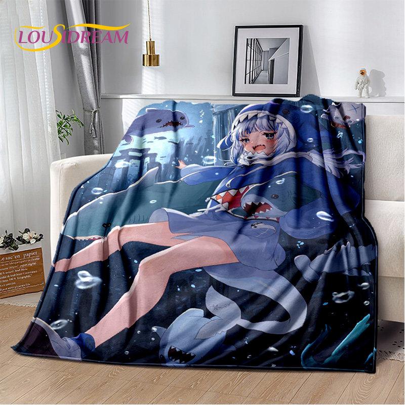 Gawr Gura Hololive Cute Anime Soft Plush Blanket,Flannel Blanket Throw Blanket for Living Room Bedroom Bed Sofa Picnic Cover Kid