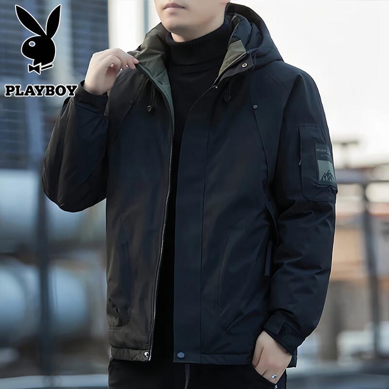 PLAYBOY Men's Winter Hooded Thermal Padded Jacket
