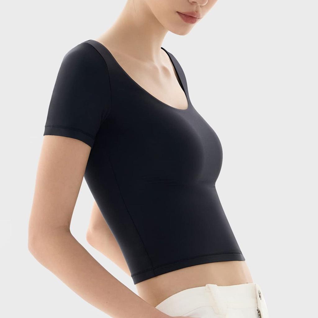 Women's Summer Short Sleeved Round Neck Sexy Slim Fit T-shirt