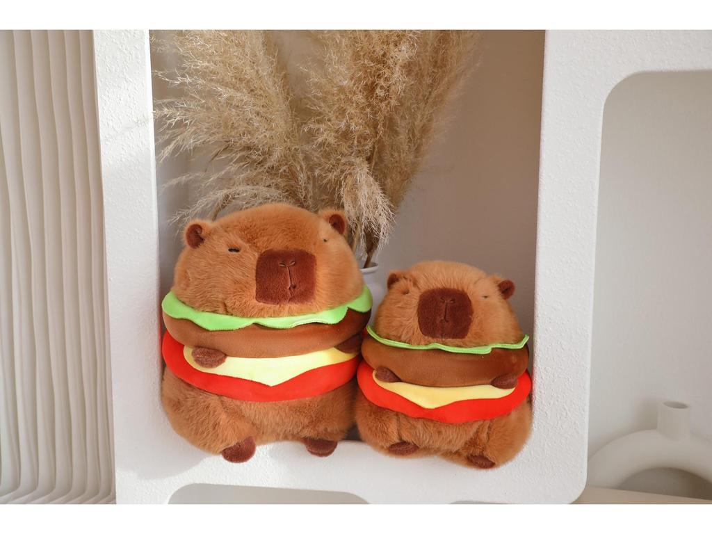 Capybara Hamburger Plush Toy Pillow - Cute Cartoon Doll Holiday Gift