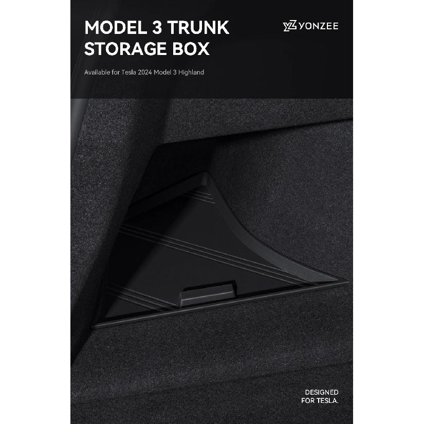 YZ For Tesla  Model 3 Highland 2024-2025 Rear Trunk Left Side Storage Box with Cover Tail Boot Partition Stowing Accessories