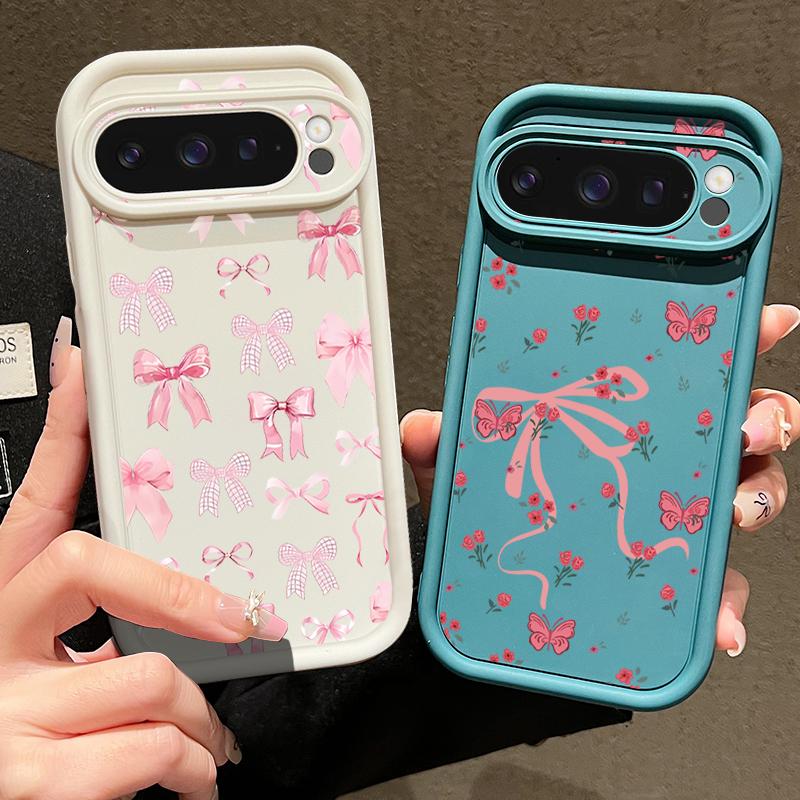 Per Google Pixel 9 Pro XL 8A 8 Pro 7A Custodia Guscio Stampa Fiori Fiocco TPU Antiurto Opaco Silicone Morbido Protezione Obiettivo Cover Telefono