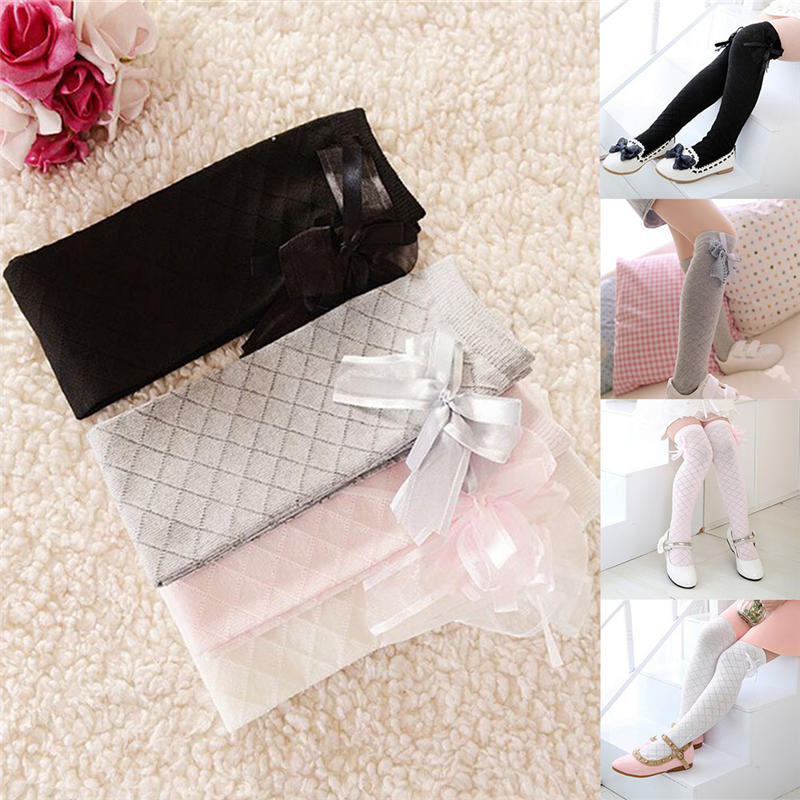 Fata Clasici Copii Bumbac Sosete Colanti Scoala Liceu Genunchi Gridding Ciorapi Arc