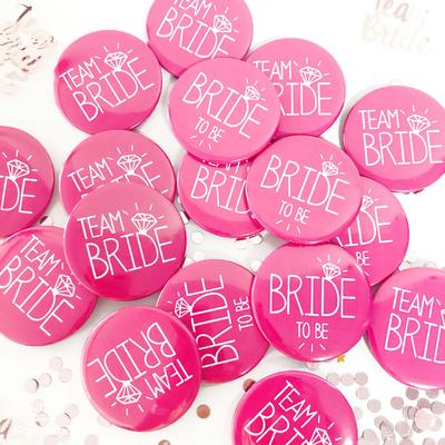 Pink Bride To Be Team Bride Badge for Wedding Bridal Shower Decoration Bridesmaids Gift Bachelorette Party Hen Night Supplies