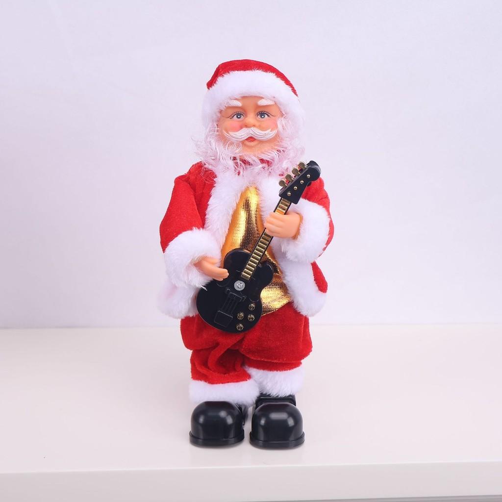 Claus Christmas Santa Toy With Music Playing Guitar Saxophone For Festive Decor