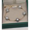 Meier Baroque Gray Pearl Bracelet Women's 925 Sterling Silver Plated 18k Gold Bracelet