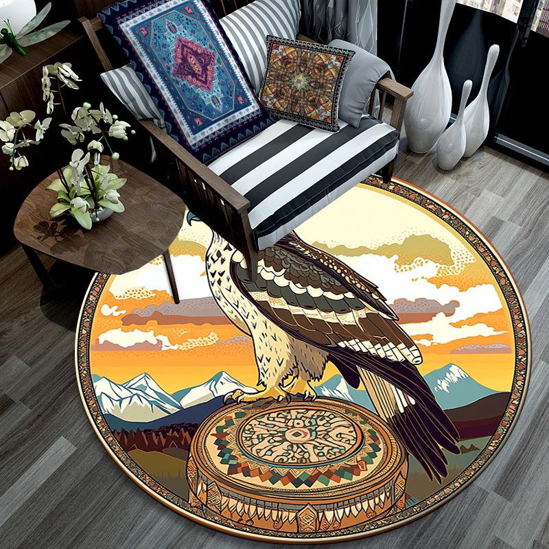 Eagle Round Area Rug,Carpet Rug for Living Room Bedroom Sofa Playroom Decor,Non-slip Floor Mat