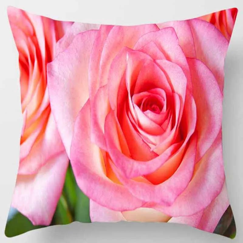 45x45cm Rose Series Pillowcase Yellow Pink Flowers  Sofa Office Seat Cushion Cover Room Aesthetic Home Decoration