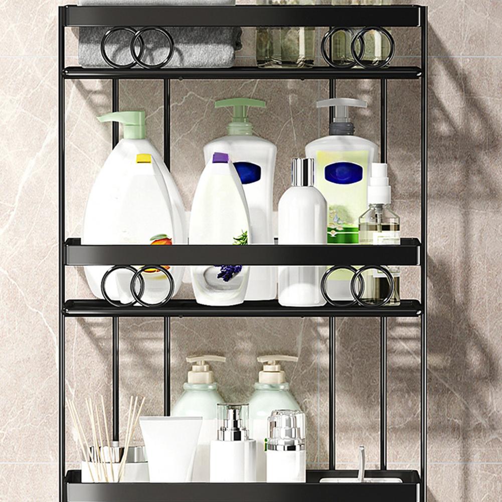 Over Toilet Storage Shelf Bathroom Storage Organizer With No Drill Adhesive Hook Metal Punch-Free Toilet Tank Organizer Rack
