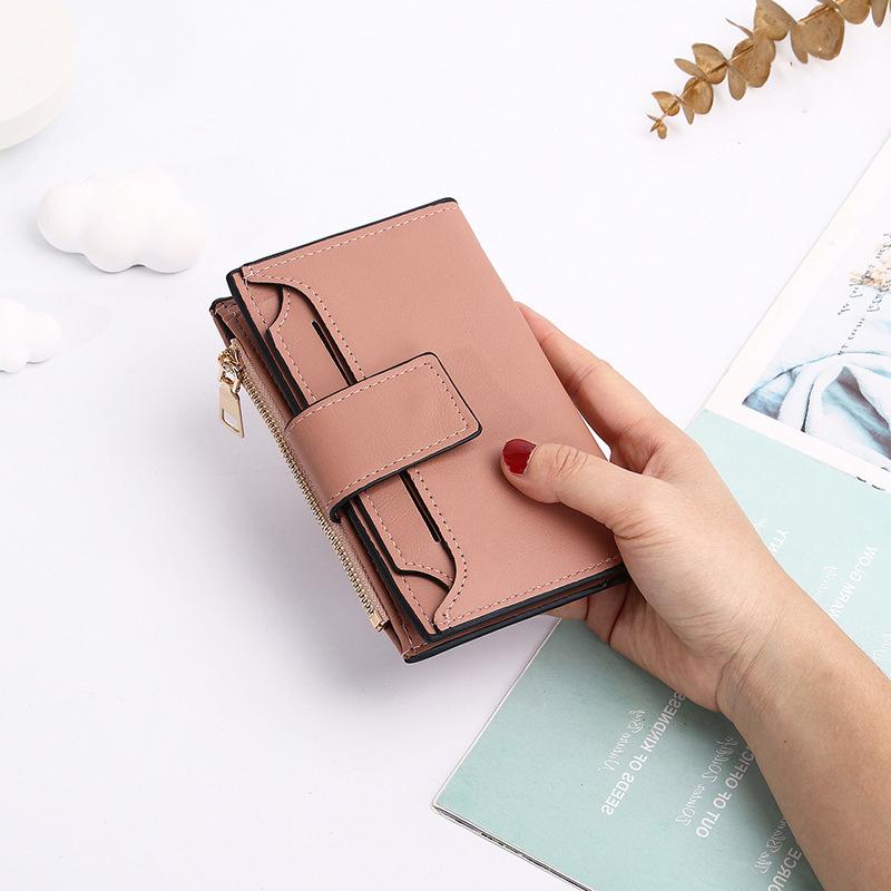 Short Multi-Functional Wallet Large Capacity Folding Zipper Bag Multi-Card Slot Leather Wallet/Coin Purse