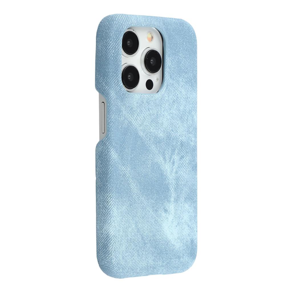 For iPhone 13 Pro Max Magnetic Case Denim Cloth Texture Leather + PC Shockproof Phone Cover