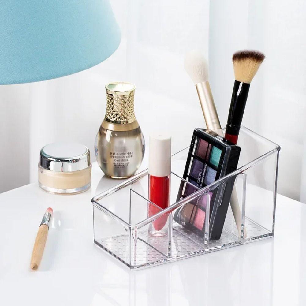 4 Compartments Romote Box Clear Make Up Orangizer Non Slip Storage Case