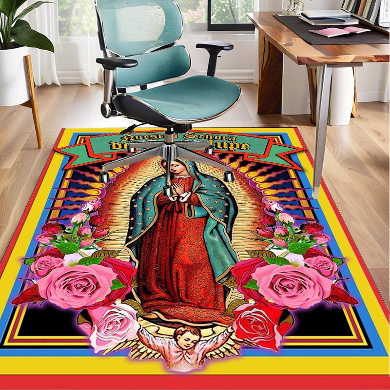 Our Lady Of Guadalupe Maria Office Rug Chair Mat, Entryway Carpet, Suitable for Front Door, Bedroom, Living Room, Desk, Holiday Gift