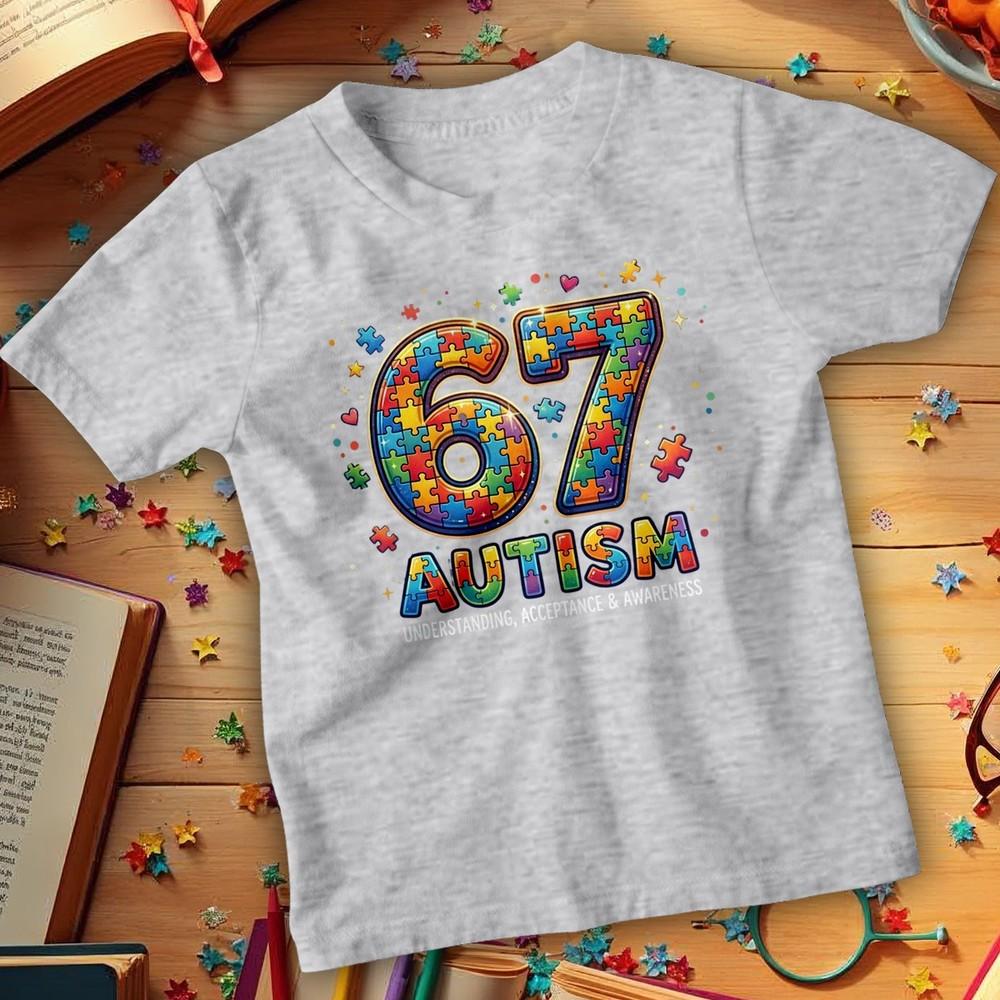 67 Six Seven Autism Awareness TShirt Funny Meme School Event Adults Kids Tee 2