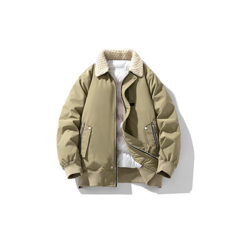 

Новое мужское красивое трендовое свободное пальто с меховым воротником в корейском стиле, теплое и утолщенное, мужская одежда, новые осенне-зимние товары 4XL