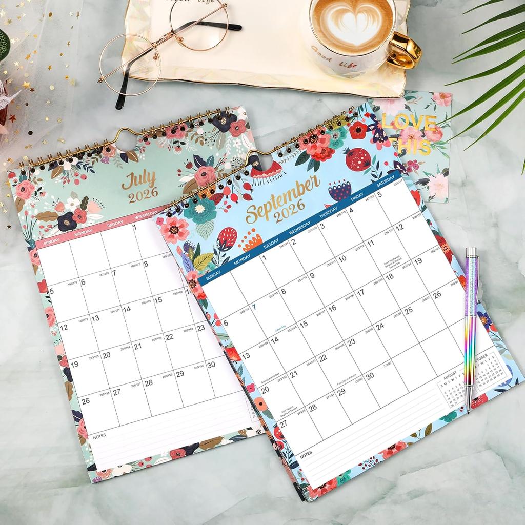 2026 Calendar - JAN 2026 - DEC 2026 Wall Calendar, 12 Month Wall Calendar 2026, 8.5" X 11", Twin-Wire Binding + Hanging Hook + Large Blocks with