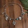 Retro ethnic style imitation turquoise cow head collarbone necklace female western cowboy style hat necklace