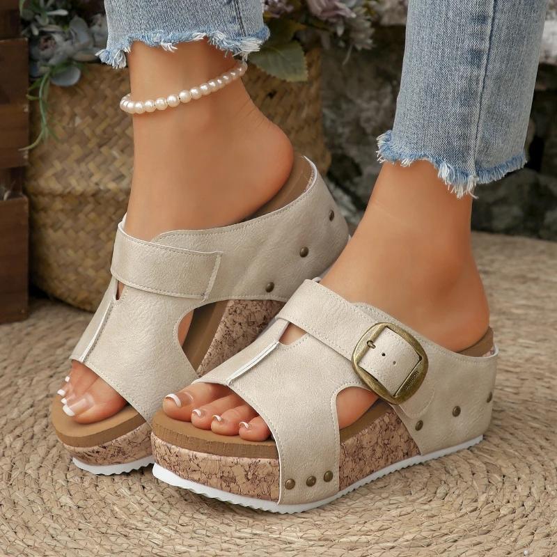 Fashion Women's Sandals Wedge Shoes Woman Platform Heels Slippers Women Footwear Sandals Shoes Women Summer Soft Women Shoe Slides