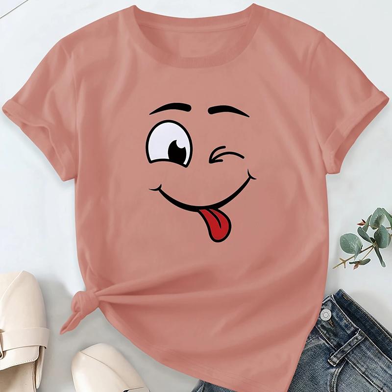 Women Summer T Shirt Fun Patterns Print Retro Fashion Short Sleeve Tees Casual   Printed  Tops