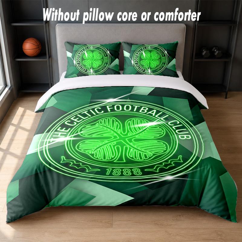 Celtic FC Design Bed Bedding Set 1 Duvet Cover + 2 Pillowcases Soft Breathable Household Bed Linens