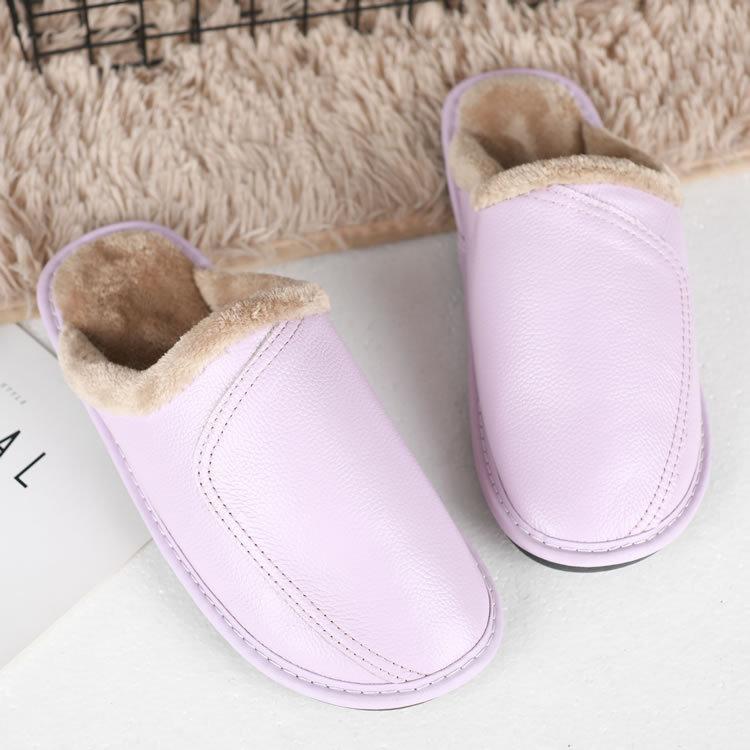 Fashion Large Size Men's Autumn Home Shoes Unisex Genuine Leather Slippers Comfortable Indoor Slippers Flat