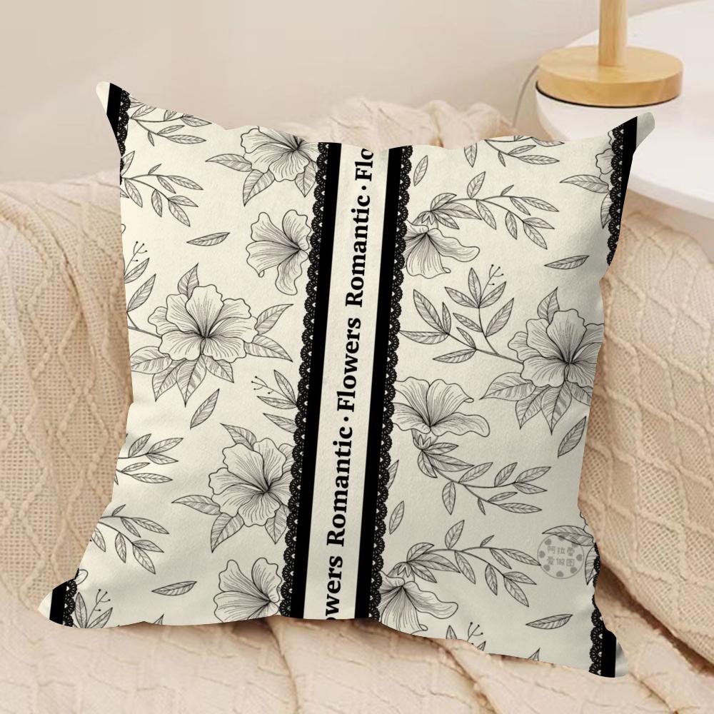 Beautiful Retro Flowers Cushion Cover Soft Plush Fabric DoubleSided Printed Sofa Cushion Cover for All Seasons Home Decor Gift