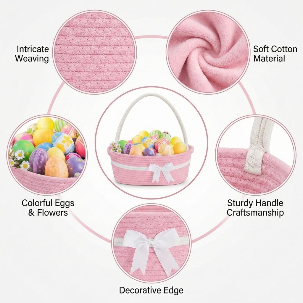 Reusable Gift Basket with Decorative Ribbon and Clear Wrapping Bag for Holiday and Special Occasion Packaging