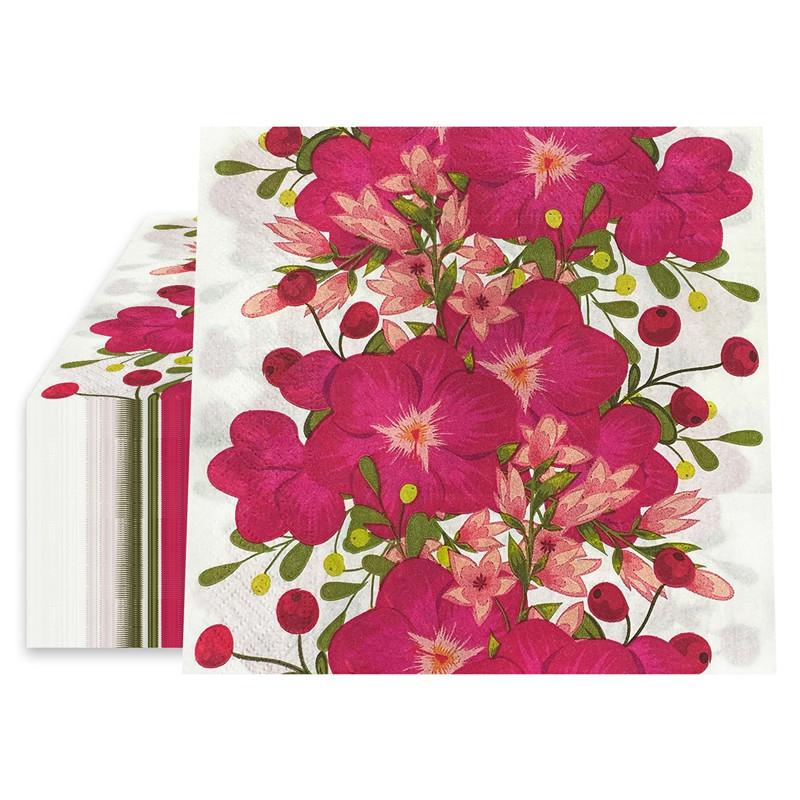 20Pcs/Pack Floral Printed Disposable Paper Napkins Decoration Wedding Party 2-Ply Square Dinner Napkin