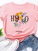 Hello Sunshine Flower Print Women T Shirt Short Sleeve O Neck Loose Women Tshirt Ladies Tee Shirt Tops Clothes Camisetas Mujer
