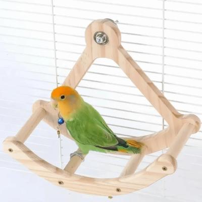 Bird Perch Toy Wooden Bird Swing Toys Hanging Bite Resistant Parrot Stand Wheel Durable Parrot Enrichment Toy Entertainment