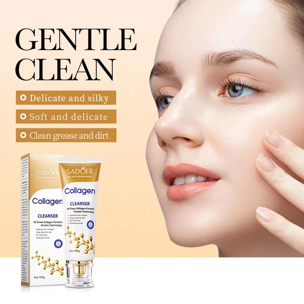 100G SADOER Collagen Facial Cleanser Skincare Firming Moisturizing Face Cleansing Face Wash Foam Cleanser Skin Care Products