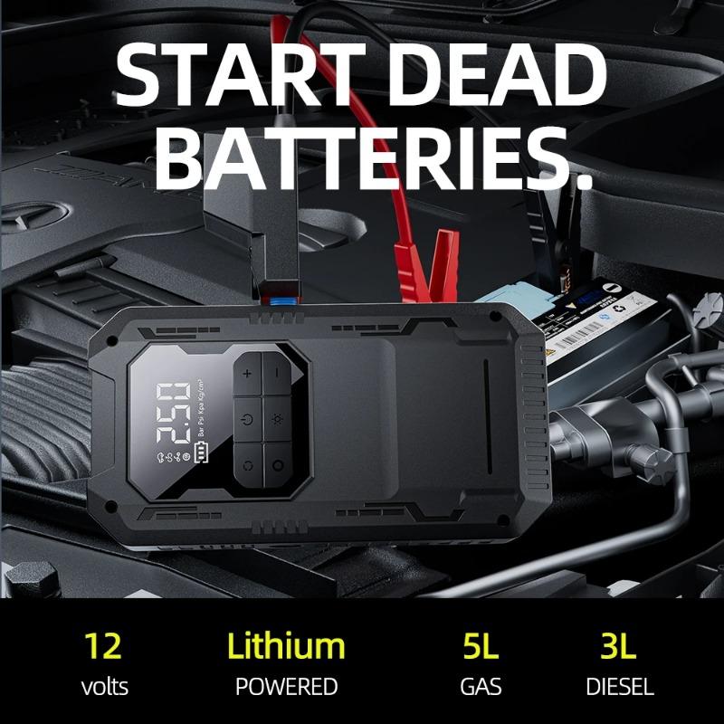 4-IN-1 Car Jump Starter with Air Compressor Car Auto Battery Booster Device150PSI Air Pump Portable Power Bank Tire Inflator