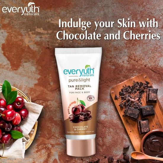 Everyuth Naturals Pure & Light Tan Removal Face Pack – Čokoláda a třešeň, tuba 50 g