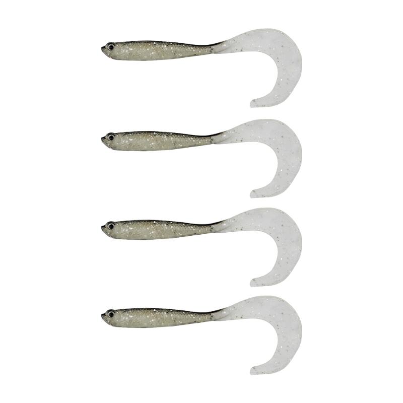 4PCS Flexible PVC Artificial Baits Long Curly Design Fish Attraction for Lake River Fishing Enthusiasts