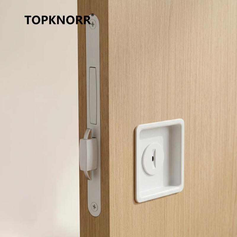 Black Invisible Pocket Sliding Door Lock with Side Handle for Balcony Kitchen Bathroom Bedroom - Pocket Door Hook Lock