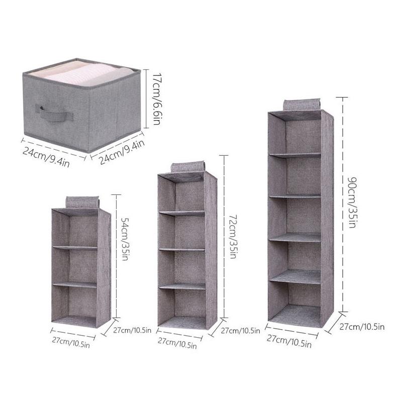 

Portable Wardrobe Hanging Storage Bag Drawer Style Washable Wardrobe Organizer Box Drawer grid светло-серый