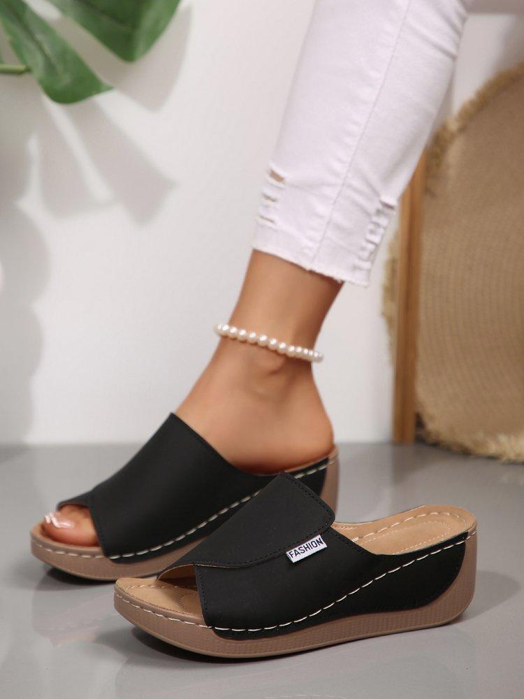 Slope Heel Slippers Fish-mouth Shoes, Flip-flops Beach Women's Shoes Flip-flops