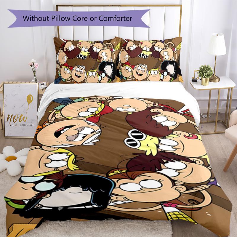 Loud House 3pcs Bedding Set Duvet Cover Closure Includes 1 Duvet Cover & 2 Pillowcases for All Seasons Bedroom Home Dorm Decor