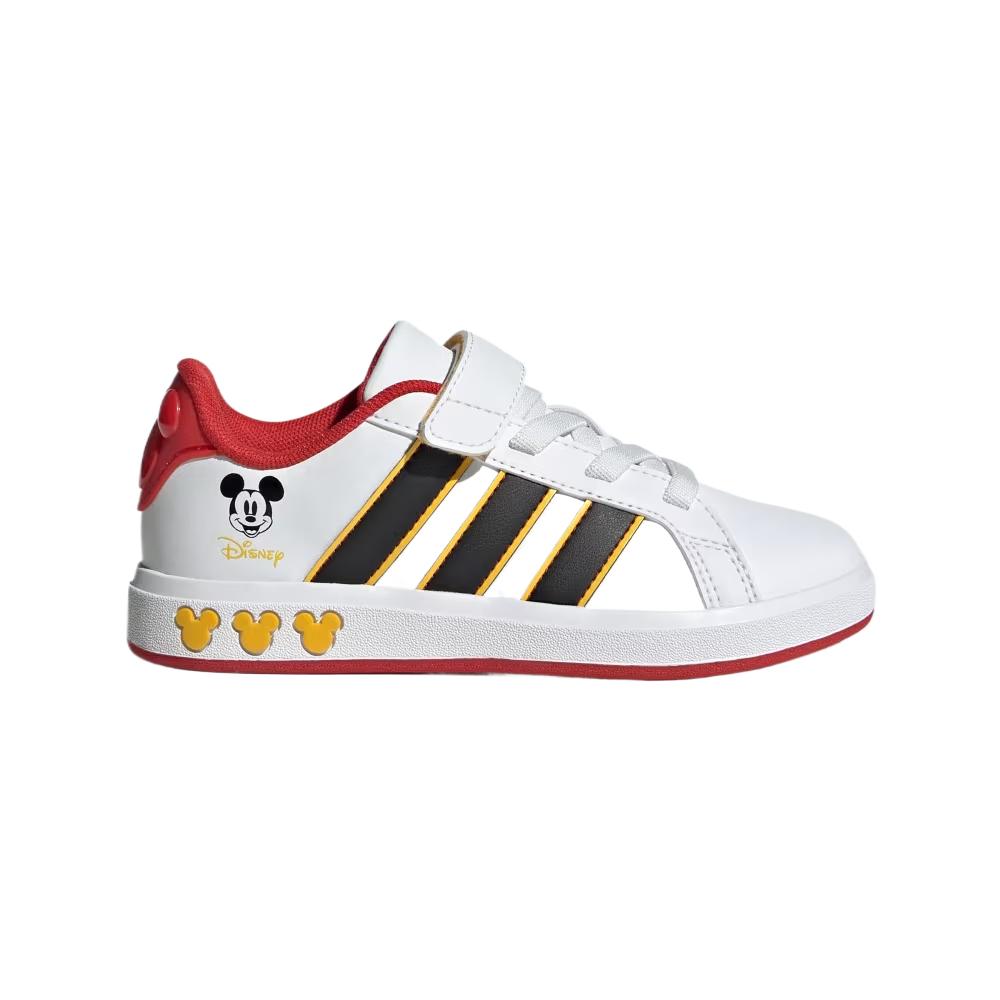 Adidas X Disney Mickey Mouse Grandcourt Fashion Comfortable Versatile Low-Top Kids Running Shoes Kids sneaker Cloud-White Core-Black JQ8067