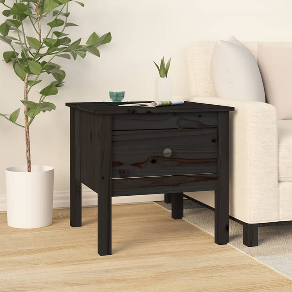 Cheap Side Table Black 50x50x49 cm Solid Wood Pine Joom