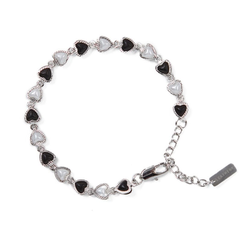 Leathery Repeat Mini Heart Bracelet [SILVER]